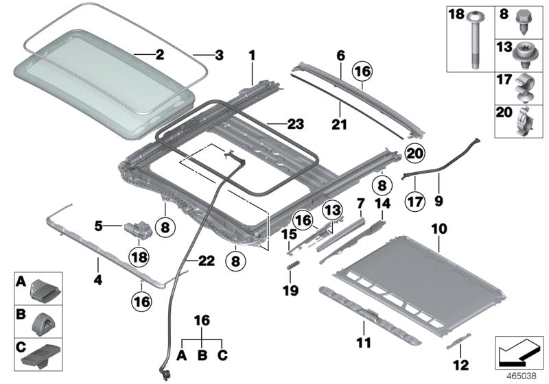 Genuine BMW 54107300238 F22 Frame Sliding-Lifting Roof Complete (Inc. 318dX, 325d & 430iX) | ML Performance UK UK Car Parts