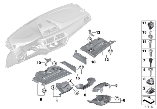 Genuine BMW 51459365036 RR11 G11 Bracket, Passenger's Footwell Trim Panel Left hand drive (Inc. 840dX, 530e & 530i) | ML Performance UK UK Car Parts