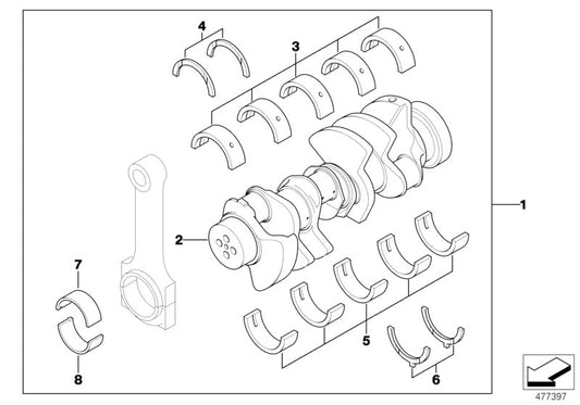 Genuine BMW 11211407796 E39 E52 At-Crankshaft With Bearing Shells (Inc. M5 & Z8)