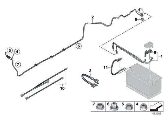 Genuine BMW 61129348763 Battery Cable Positive, Below-Floor | ML Performance UK Car Parts
