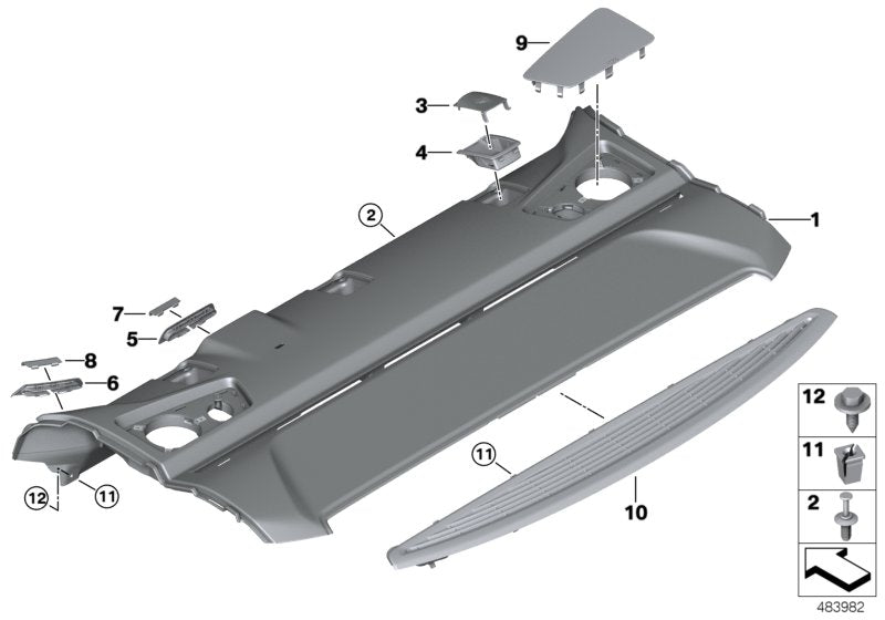 Genuine BMW 51468065041 F90 G30 Rear Window Shelf ANTHRAZIT (Inc. 530eX, 540i & 530dX) | ML Performance UK UK Car Parts