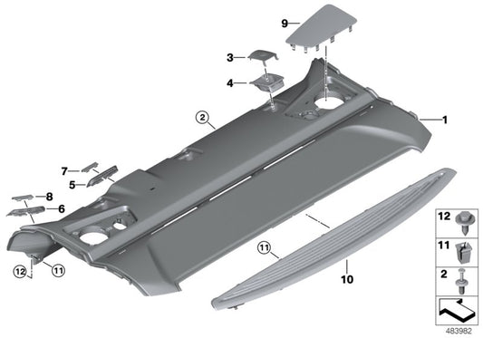 Genuine BMW 51467419293 G30 Rear Window Shelf ANTHRAZIT (Inc. 530eX, 520i 1.6 & 540i) | ML Performance UK UK Car Parts