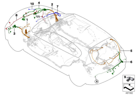 Genuine BMW 61119180538 E88 E87 E92 Rep. Wiring Harness, Strut Sector, Left (Inc. 320d, 320xd & 120d) | ML Performance UK UK Car Parts