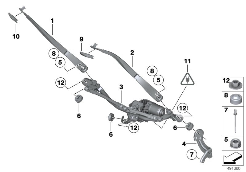 Genuine BMW 61617182459 RR6 Wiper Arm, Driver's Side (Inc. 520d ed, Hybrid 5 & Alpina B7L) | ML Performance UK UK Car Parts
