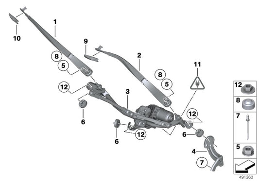 Genuine BMW 61617182459 RR6 Wiper Arm, Driver's Side (Inc. 520d ed, Hybrid 5 & Alpina B7L) | ML Performance UK UK Car Parts