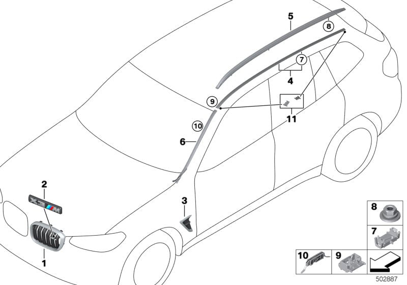 Genuine BMW 51137469803 G05 G06 Clip For Roof Trim Strip (Inc. X5 45eX & X6) | ML Performance UK UK Car Parts