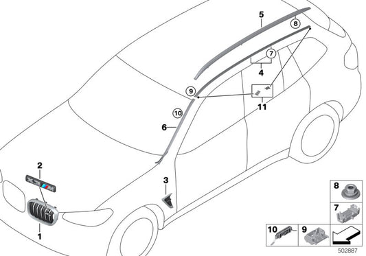 Genuine BMW 51137469803 G05 G06 Clip For Roof Trim Strip (Inc. X5 45eX & X6) | ML Performance UK UK Car Parts