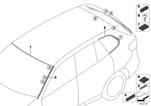 Genuine BMW 51377444088 G05 Finisher, Side Window, Rear Right GLANZSCHWARZ (Inc. X5) | ML Performance UK UK Car Parts