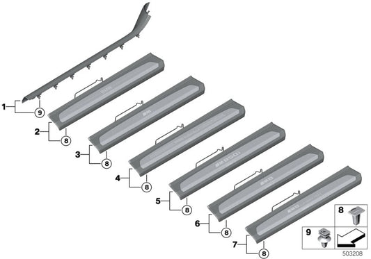 Genuine BMW 51479478347 F91 M Sill Trim, Illuminated, Front Left M8 COMPETITION (Inc. M8) | ML Performance UK UK Car Parts