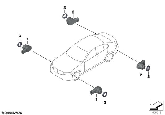 Genuine BMW 66209472200 F40 F44 G11 Ultrasonic Sensor, Glacier Silver WA83 (Inc. 220d, 730LdX & 745e) | ML Performance UK UK Car Parts