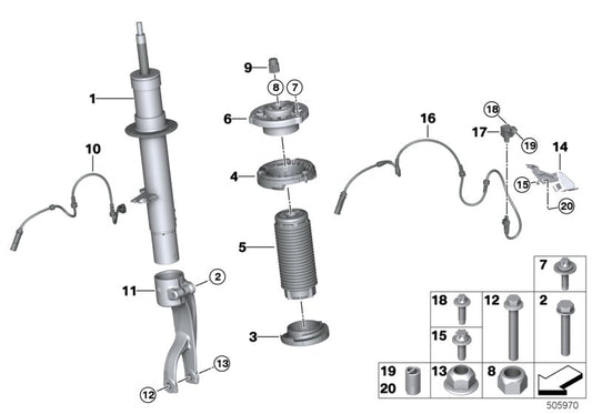 Genuine BMW 37106869020 Spring Strut Front Right Vdc (Inc. X5)