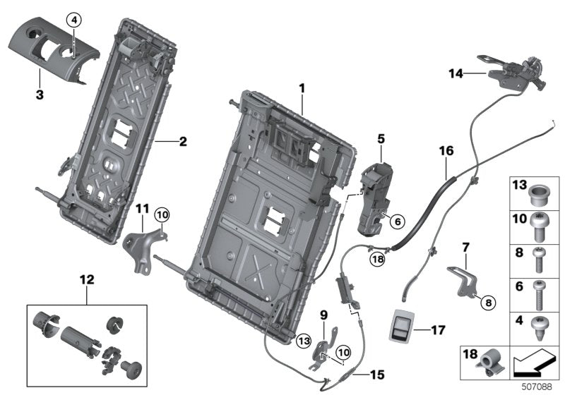 Genuine BMW 52207473929 G02 G01 Frame, Backrest Left (Inc. X3) | ML Performance UK UK Car Parts