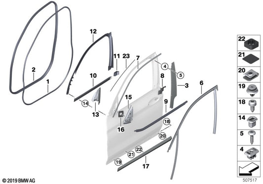 Genuine BMW 51137388226 G01 G02 Moulding Door Front Right (Inc. X3 & X4 25dX) | ML Performance UK UK Car Parts