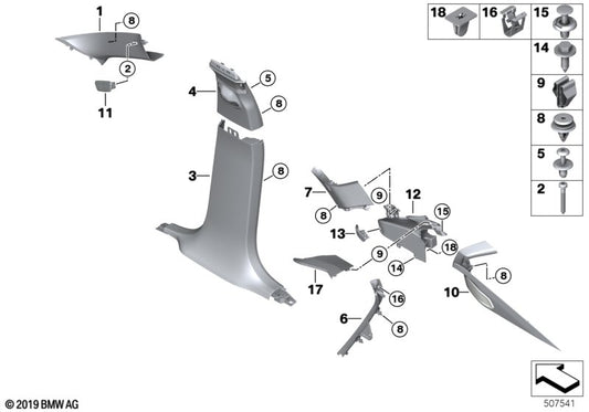 Genuine BMW 51479871122 G06 Belt Clip, Right BLACK (Inc. X6) | ML Performance UK UK Car Parts