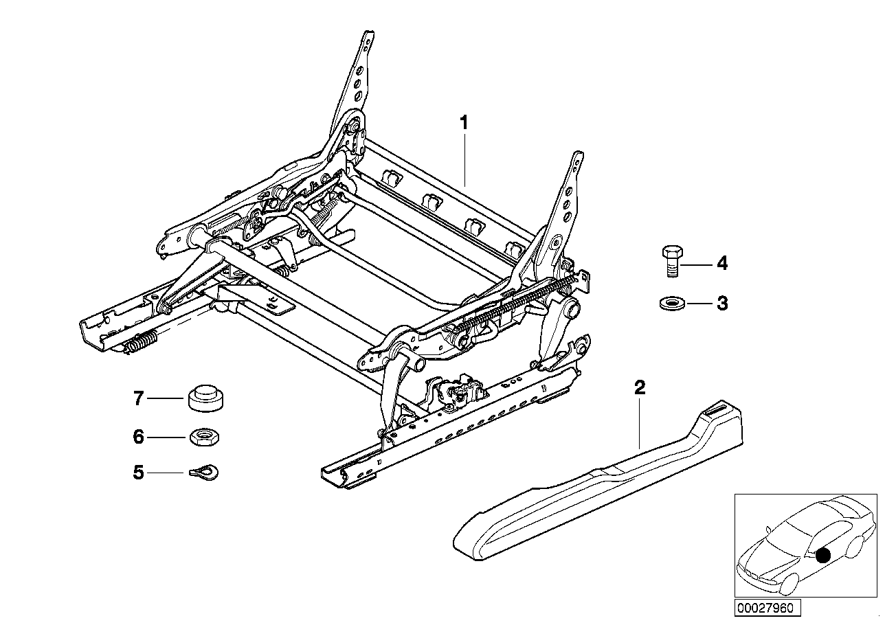 Genuine BMW 52108226267 E46 E53 E83 Seat Mechanism Left (Inc. 320d, 318d & 323i) | ML Performance UK UK Car Parts