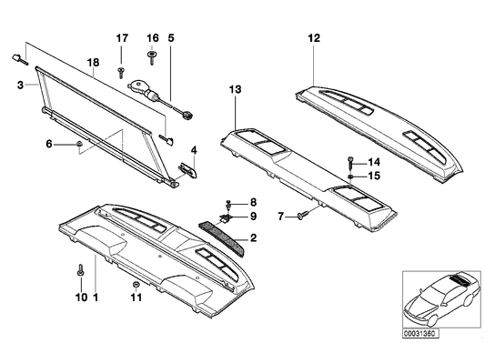Genuine BMW 51468174298 E38 Storage Tray, Retracting Sun Blind GRAU (Inc. 750i, 728i & 735iL) | ML Performance UK UK Car Parts