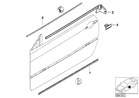 Genuine BMW 51328227625 E46 Outer Weatherstrip, Left SCHWARZ (Inc. 325Ci, 318Ci & 323Ci)